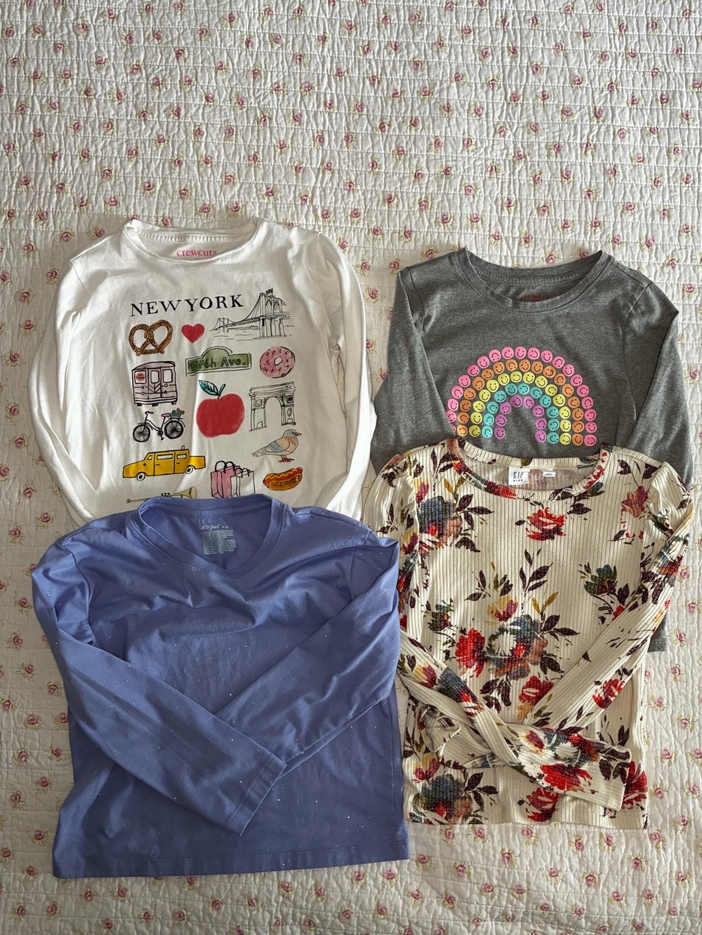 Bundle of 4 Long-Sleeve Tee Shirts Girls Size 8